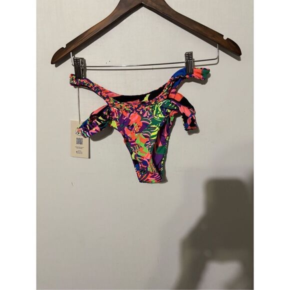 Brand New Maje Women's Size XL Tropical Vibrant High Rise Bikini Bottom Swimwear - Picture 3 of 6